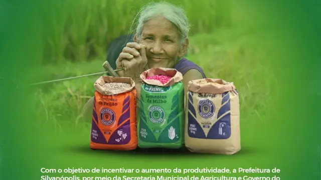 A prefeitura municipal de Silvanópolis, através da secretaria de Agricultura, estará entregando sementes de arroz, milho e feijão, aos pequenos produtores rurais, incentivando a produtividade e a agricultura familiar.
