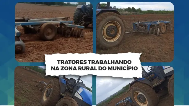 Tratores trabalhando na zona rural do Municipio